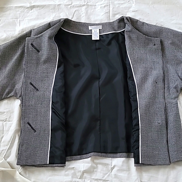 Worthington Black & White Houndstooth Collarless Big Button Blazer, Sz Petite L - Picture 4 of 9